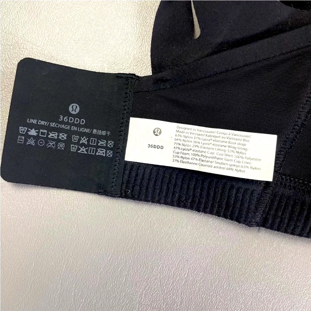 NWT Lululemon AirSupport Bra *High Support, C-DDD Cups Black - Picture 3 of 6